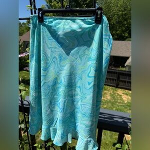 Blue and Green Swirl Ruffle Skirt